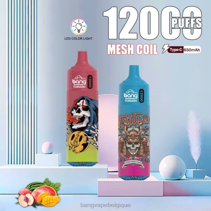 Bang Vape Tornado 12 000 bouffées avec LED et bobine de maille - D4XL4 Vape Gang Shop jetable