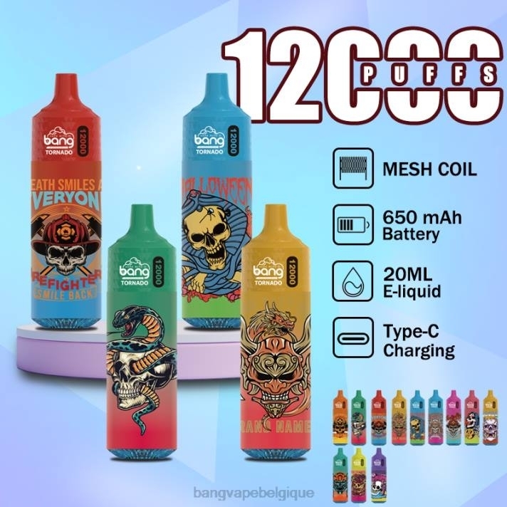 Bang Vape Tornado 12 000 bouffées avec LED et bobine de maille - D4XL4 Vape Gang Shop jetable
